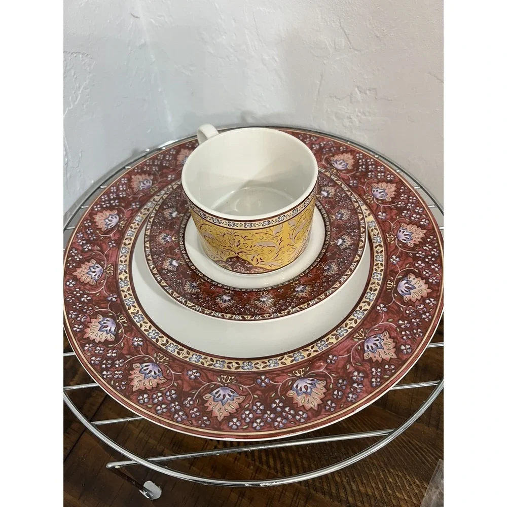 Vintage American Atelier Dinner Salad Bread Plates Coffee Cup Bombay #5042 3pc